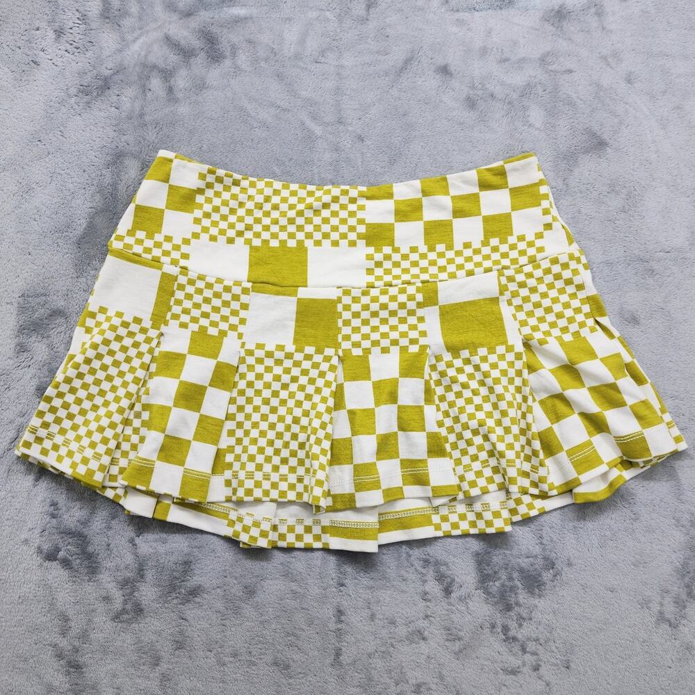 Urban Outfitters UO Skirt Womens M Green Geometric Checkered Noelle Pleated Mini